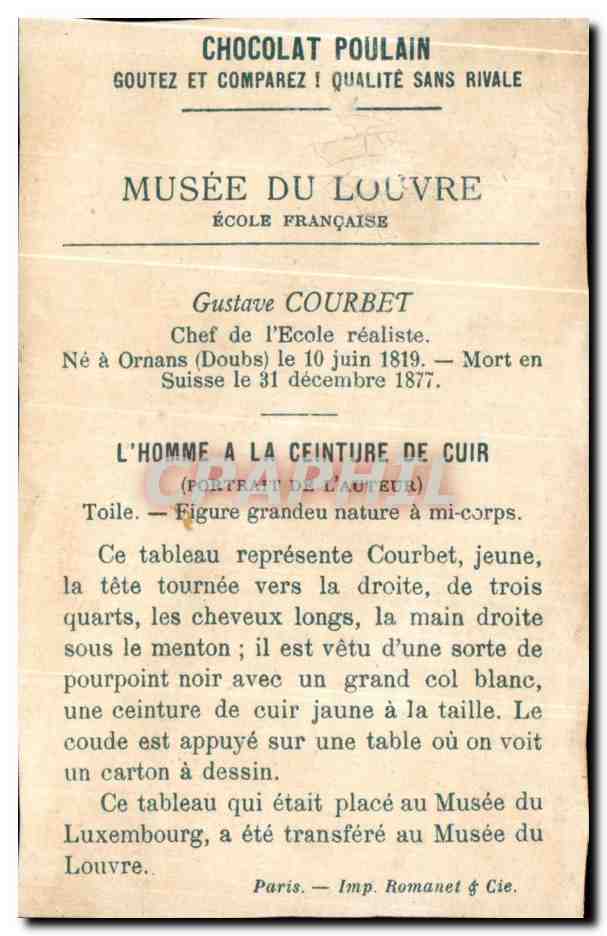 Chromo Chocolat Poulain Musee Du Louvre L'homme a la ceinture de cuir  — Verso