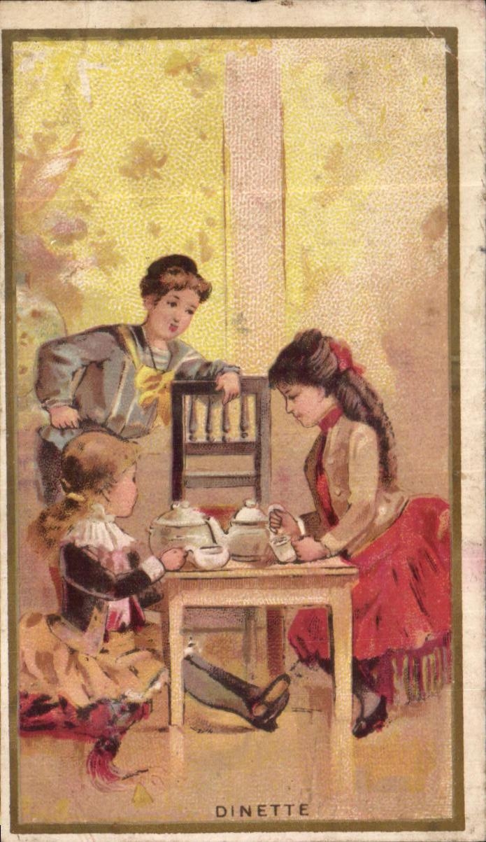 Dinette — scène de jeu d'enfants — éditeur A. Bellier et Cie, Paris-Bordeaux