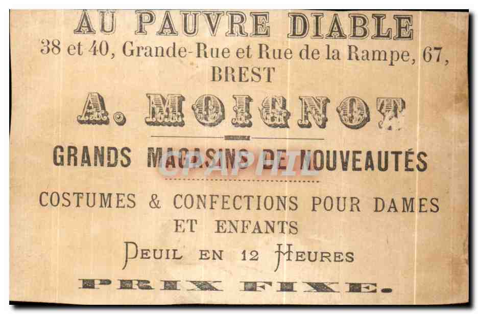 Chromo Au Pauvre Diable Grande Rue et Rue de la Rampe Brest Ramasseur de bois — Rückseite