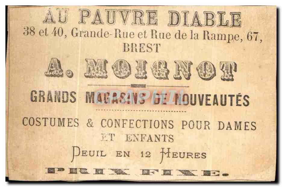 Chromo Au Pauvre Diable Grande Rue et Rue de la Rampe Brest A Moignot Grands Magasins De Nouveautes — Verso