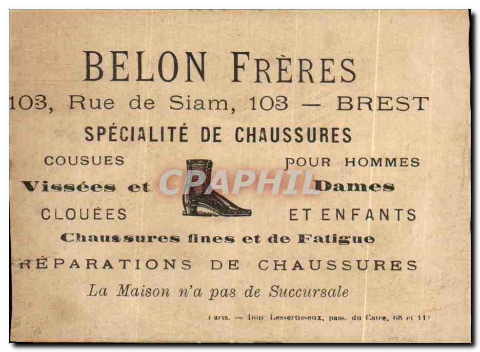 Chromo Belon Freres Specialite De Chaussures — Verso