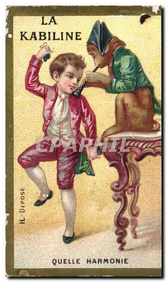 Chromo La Kabiline Quelle Harmonie Enfant Singe Trompette 