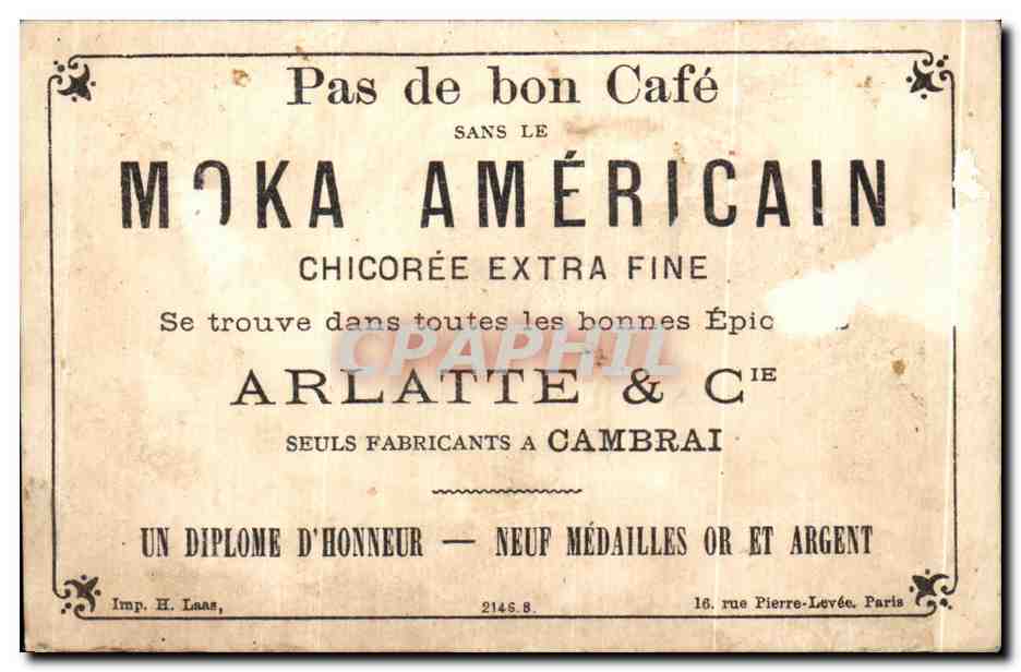 Chromo Pas de Bon Cafe Moka Americain Chicoree Arlatte Cambrai Enfant Type Sage  — Rückseite