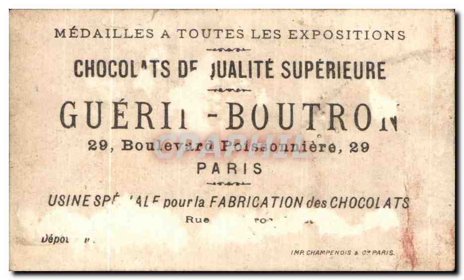 Chromo Chocolat Guerin Boutron Paris Enfants  — Verso