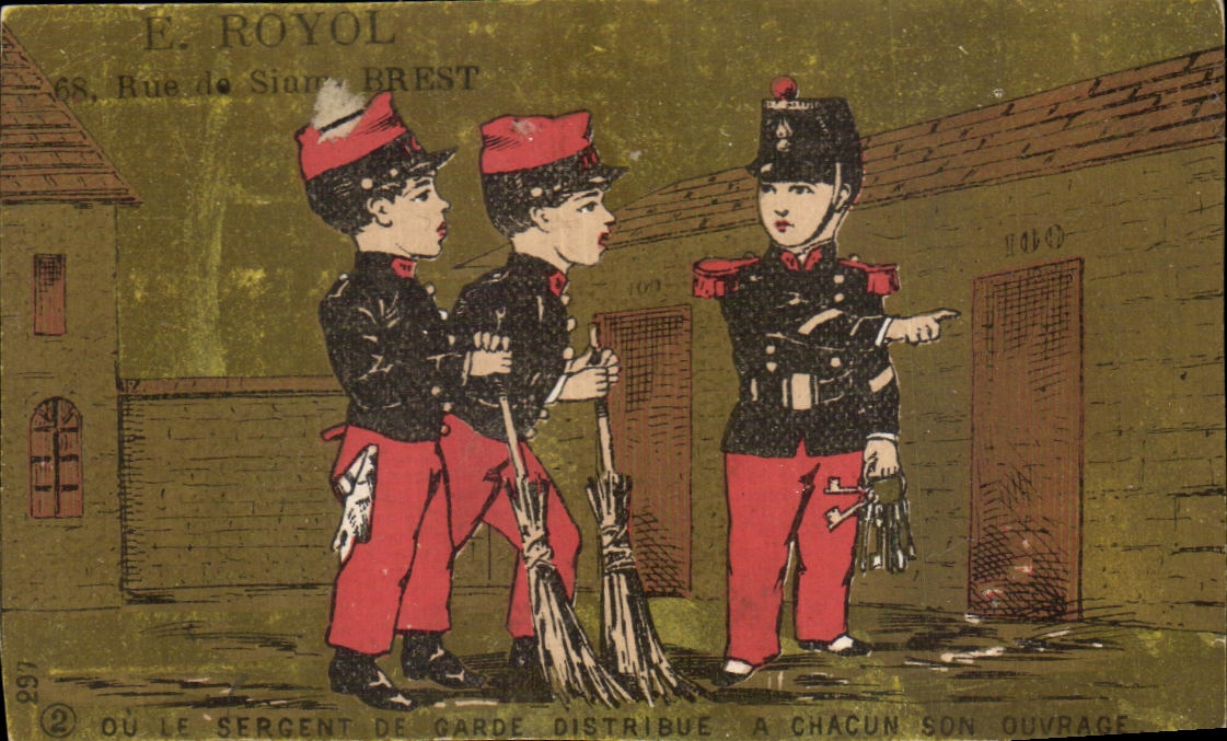 Chromo E Royol Pianos Fournisseur Musique des equipages de la flotte Rue du Siam Brest Militaria 