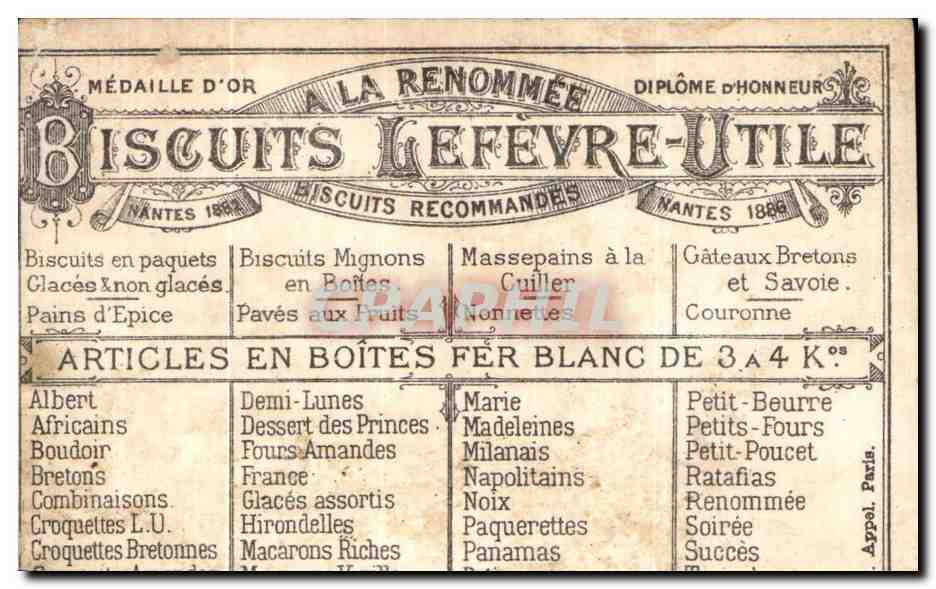 Chromo Biscuits Lefevre Utile Nantes ChienChasse Chasseur  — Rückseite