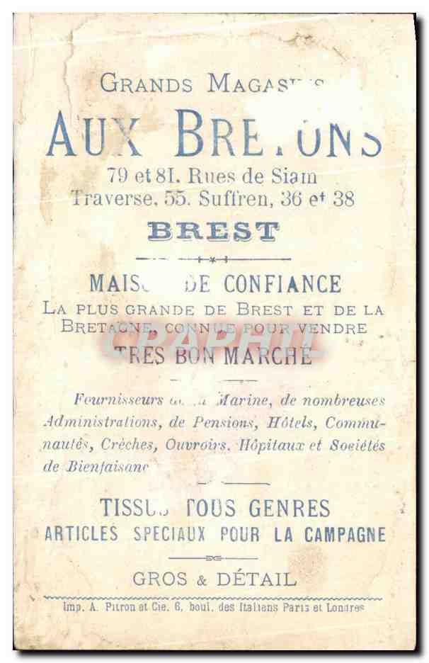 Chromo Aux Bretons Rue de Siam et Rues Traverse Suffren Brest Gaz — Rückseite
