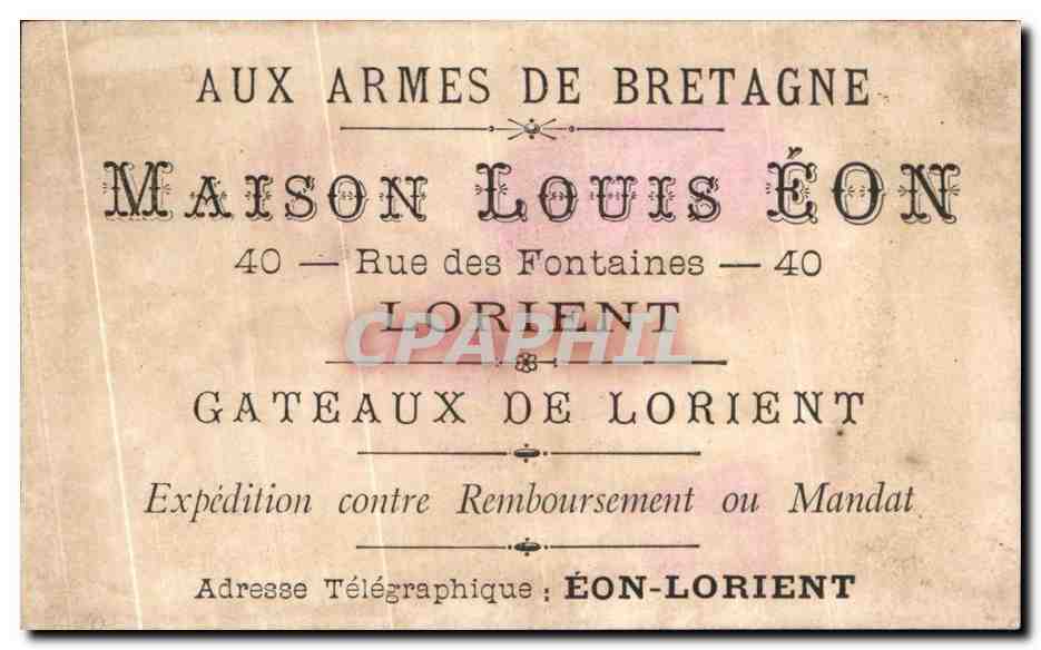 Chromo Gateaux De Lorient Eon Confiseur Lorient Homme De Corlay — Verso