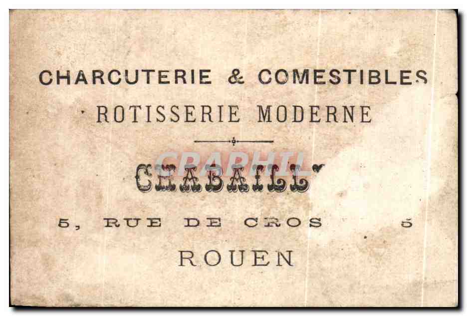 Chromo Charcuterie Comestibles Rotisserie Moderne Rue De Cros Rouen Lion Cirque  — Rückseite