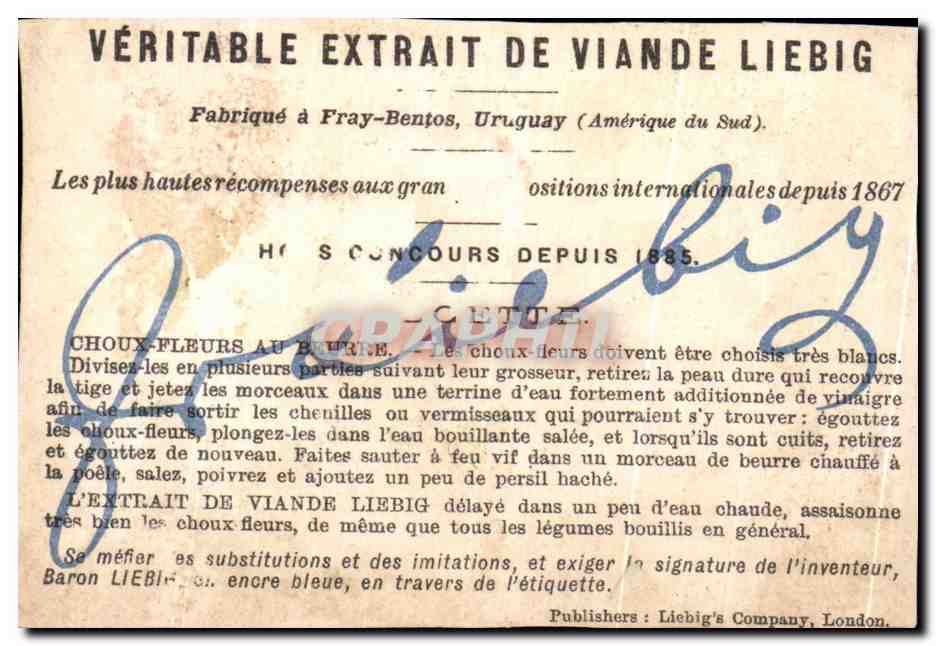 Chromo Liebig Barque Du Nil Egypte Fray Bentos Uruguay — Rückseite