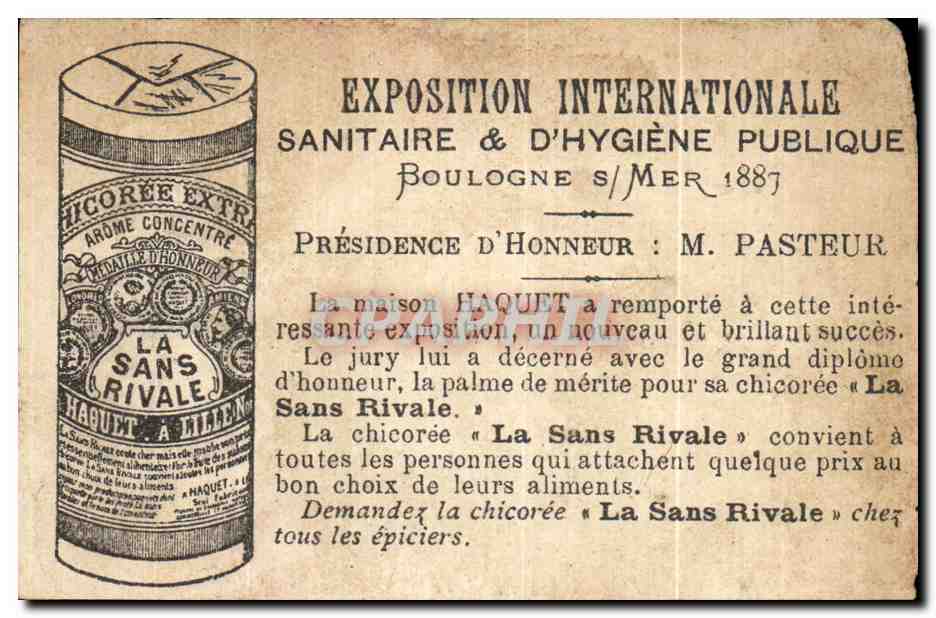 Chromo Chicoree Extra La Sans Rivale Boulogne sur Mer Pasteur Uruguay — Verso