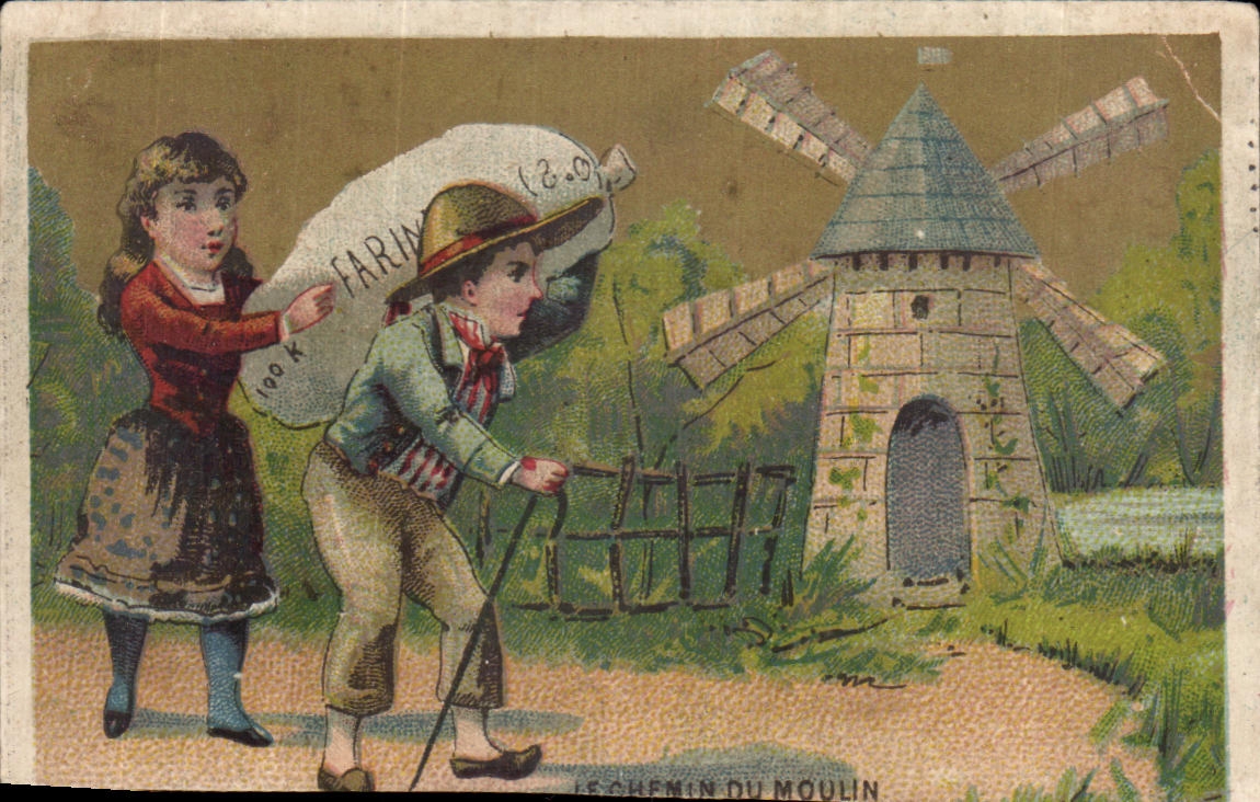 Chromo Le Chemin Du moulin Enfants Chabaille Rue de Crosne Rouen