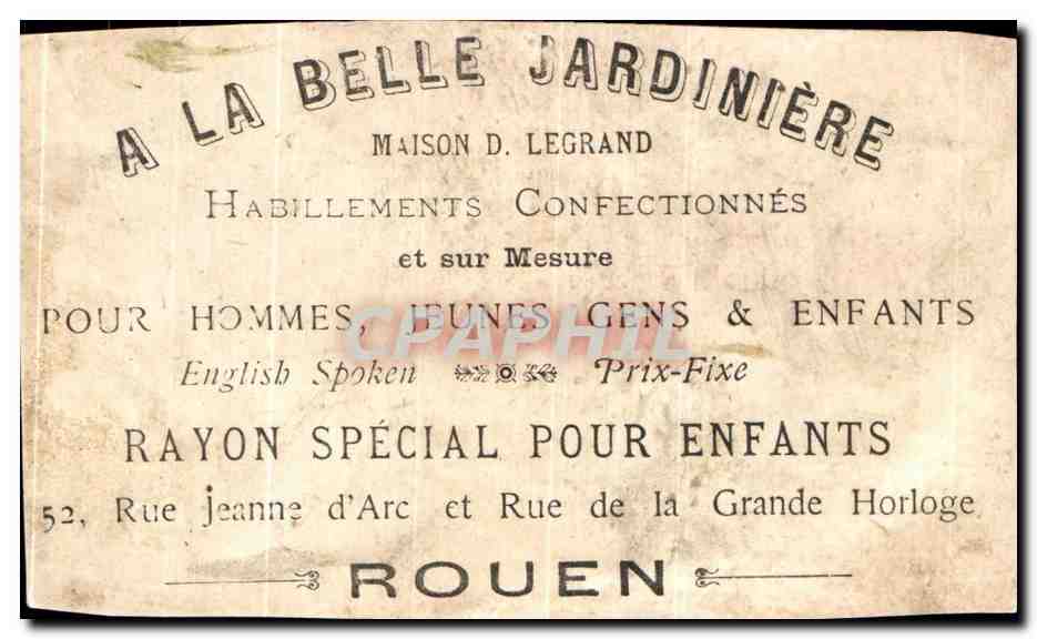 Chromo La Belle Jardiniere Rouen Legrand Pecheur Anguille SErpent Ver de terre Peche — Rückseite