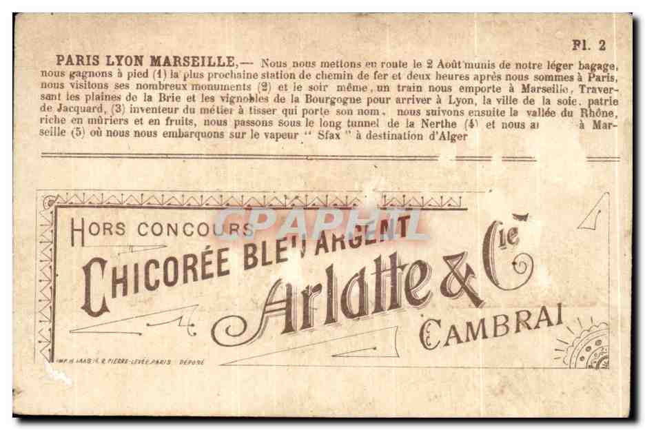 Chromo Chicoree Arlatte Cambrai Tour Eiffel Train Paris  — Rückseite