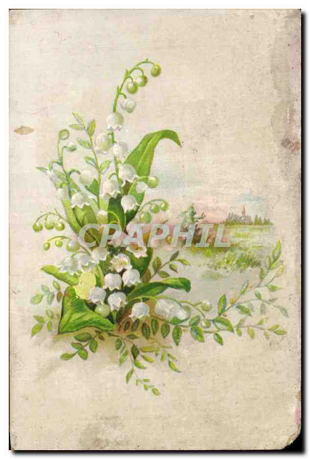 Chromo Rue de Siam Brest Service a Cafe Metal Blance Fleurs Muguet