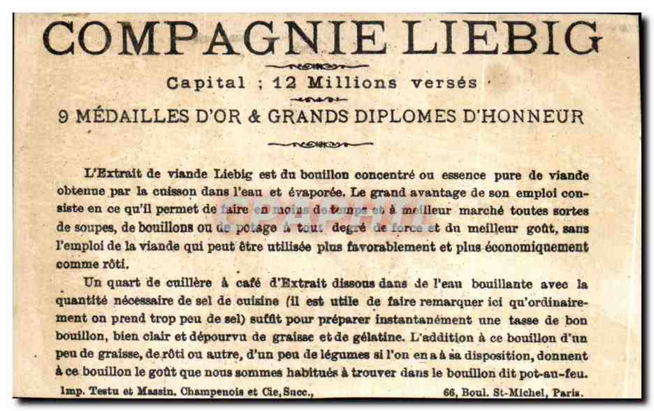 Chromo Liebig Enfants Gendarme Cuisinier — Rückseite