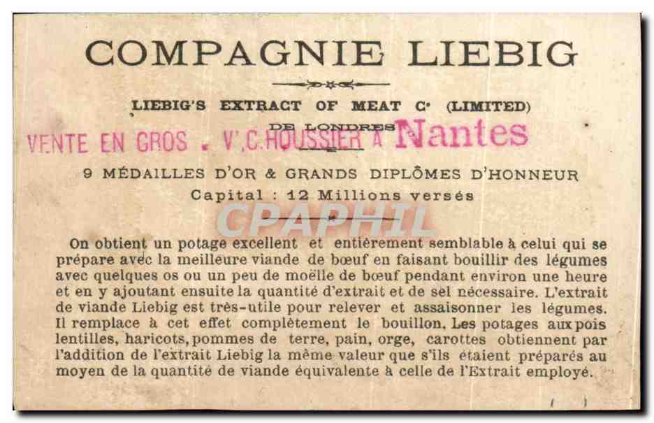 Chromo Compagnie Liebig Enfants Boeuf Attelage  — Verso