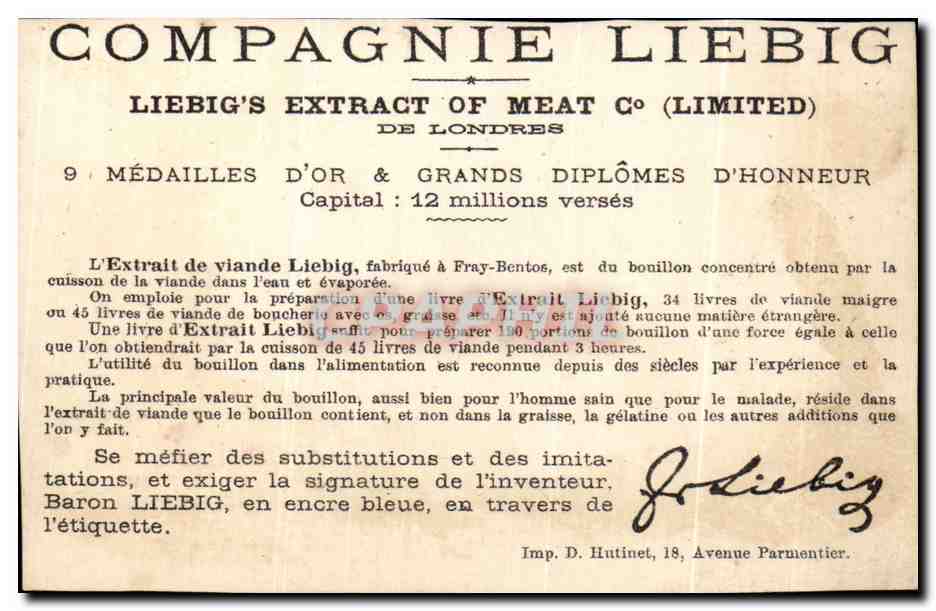 Chromo Veritable Extrait De Viande liebig Tennis  — Verso