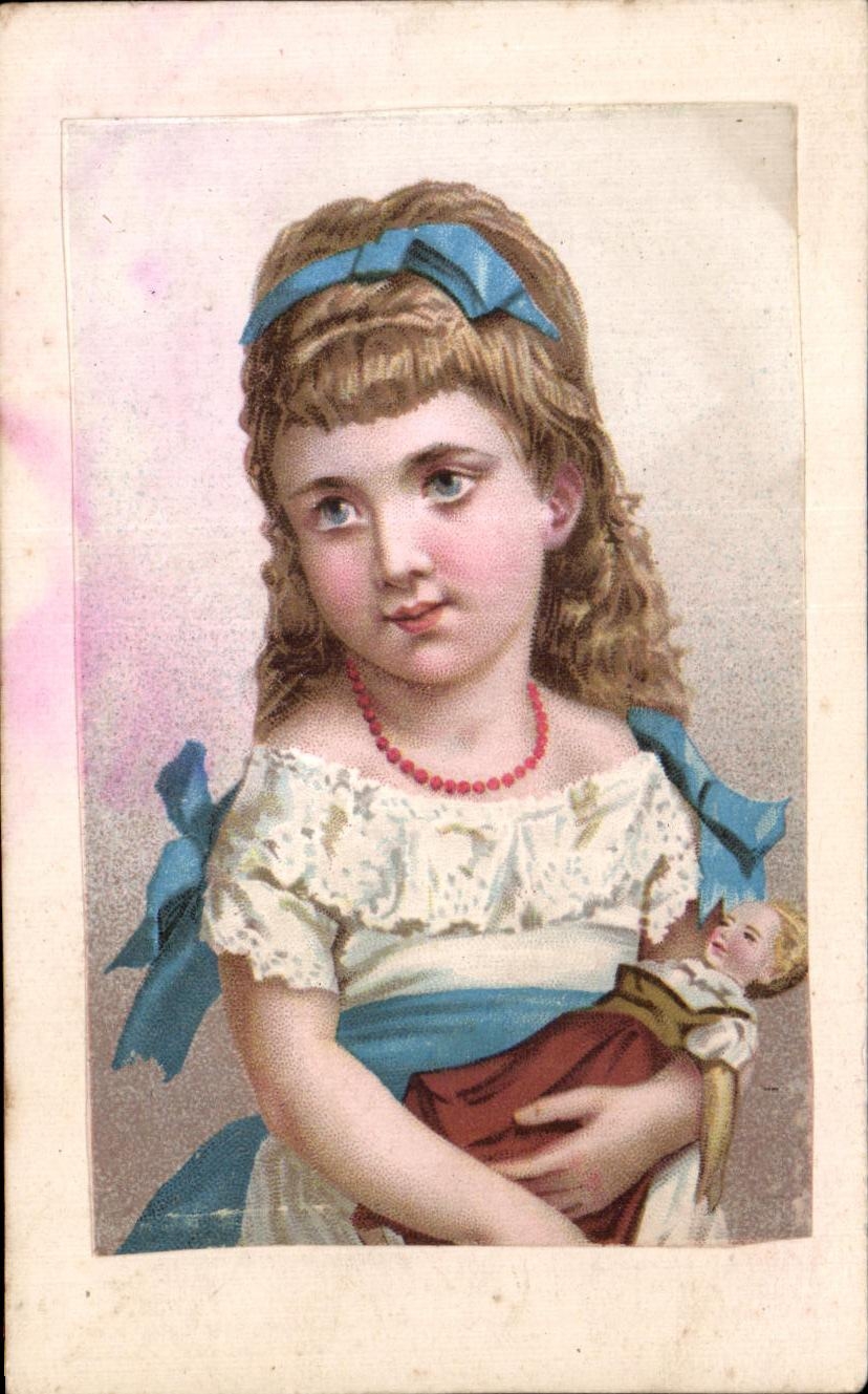 Chromo Chocolaterie Nantaise Berthelot Rue Voltaire Usine A vapeur Enfant a la poupee
