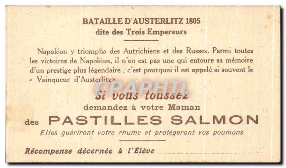 Chromo Austerlitz Pastilles Salmon Militaria — Verso