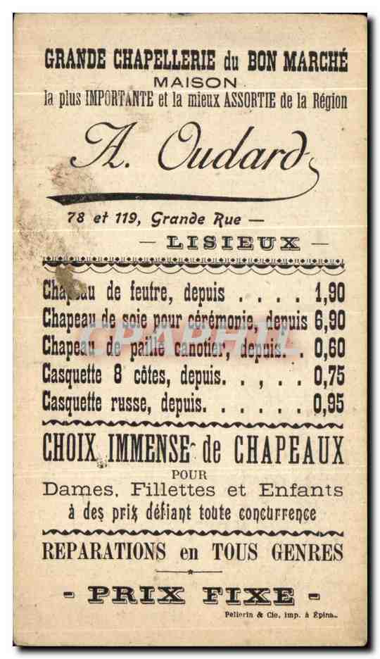 Image Les Coiffures Coiffeur Chapellerie Oudard Grande Rue Lisieux  — Rückseite