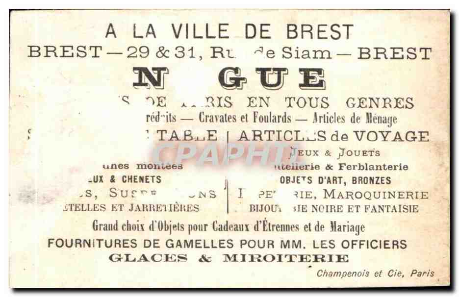 Conducteur d'Artillerie — Brest — Rue de Siam — Rückseite