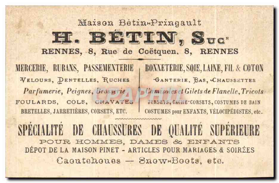 Image Paris Autrefois et Aujourd'hui Les thermes Sommerard Betin Rue de Coetquen Rennes  — Rückseite