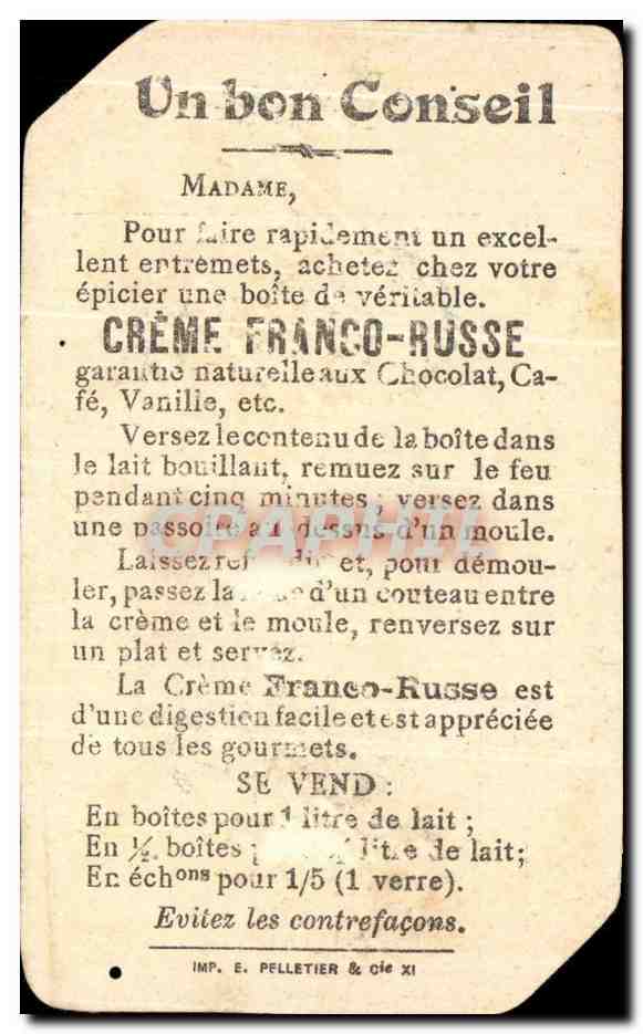 Chromo Franco Russe Vanille Russie — Verso