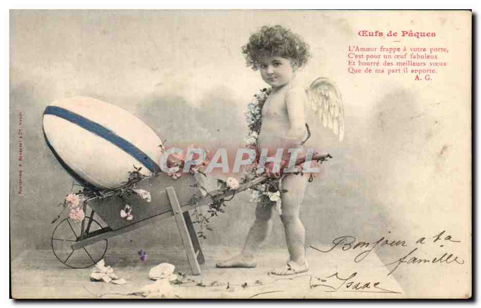 CPA Fantaisie Enfant Paques Oeufs Avril 