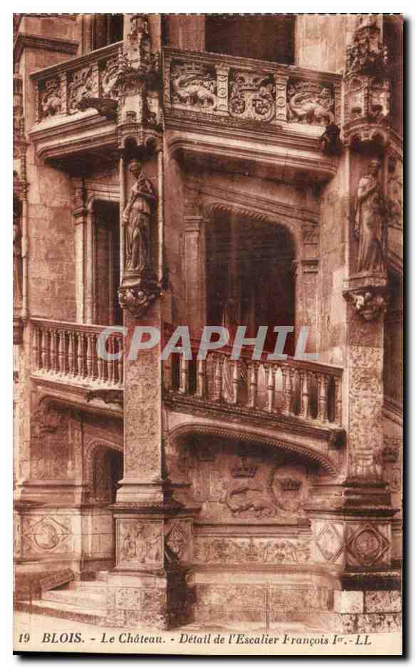 Blois - Le Château - Détail de l'Escalier François Ier - LL