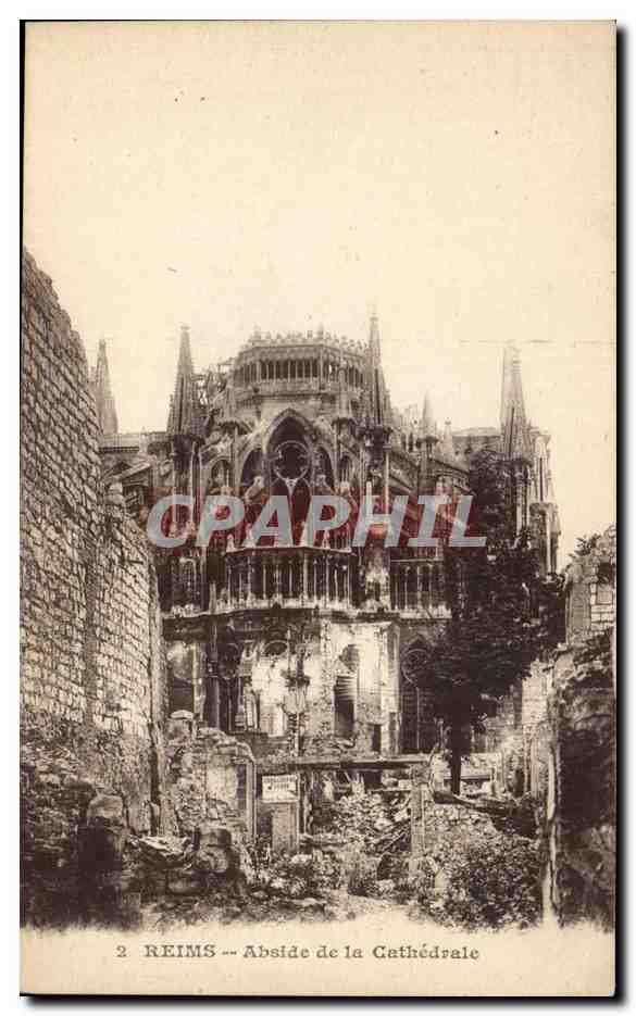 CPA Reims Abside de la Cathedrale Militaria