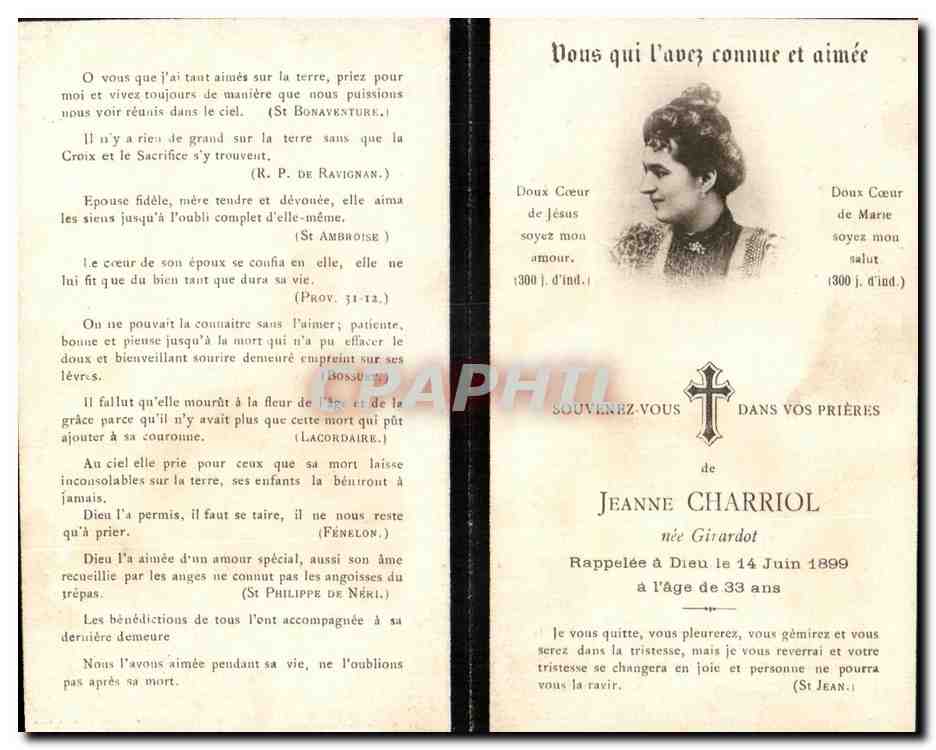 Image pieuse La Croix Est Mon Salut Assure La Croix Je L'Adorerai Jeanne Charriol Girardot 1899