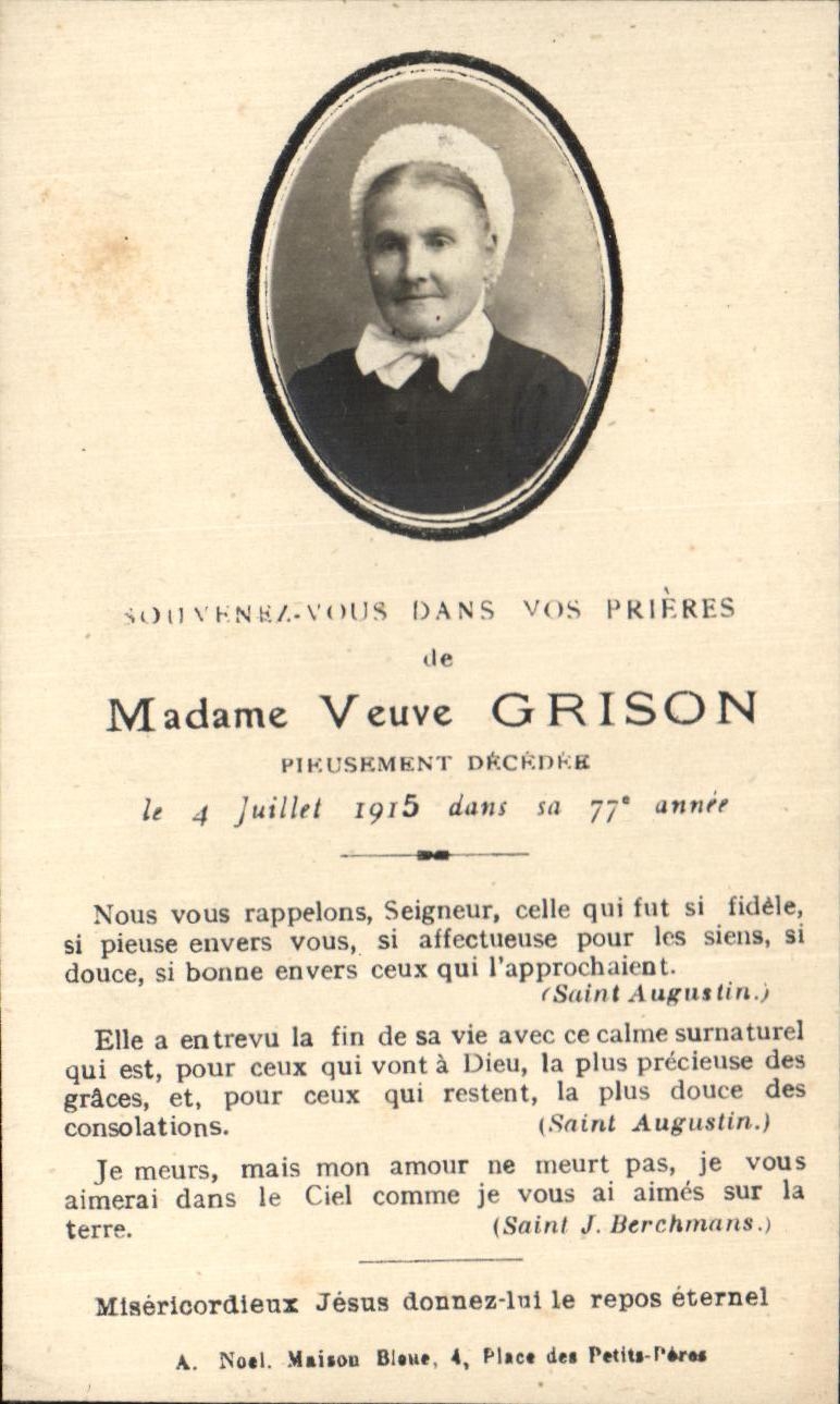 Image pieuse Madame Veuve Grison 