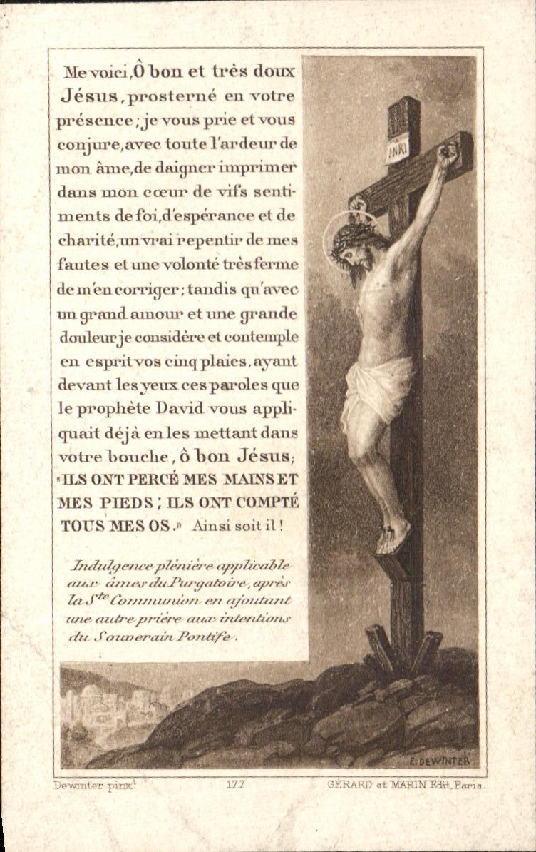 Image pieuse Me voici O Ben et tres Doux Jesus Christ