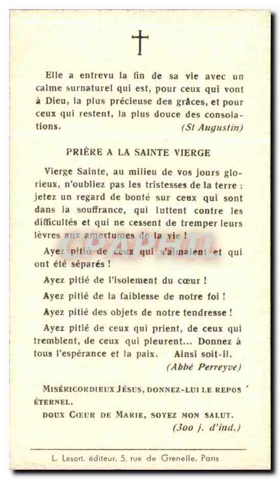 Madame René Gourdon — née Marguerite Ledait — décédée le 6 septembre 1945 — L. Lesort, éditeur, 5 rue de Grenelle, Paris — Verso