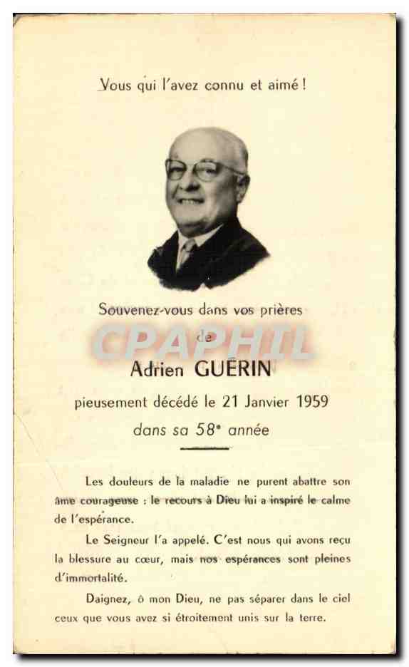 Adrien GUÉRIN — Décédé le 21 janvier 1959 — Studio R. BINÉT RENNES