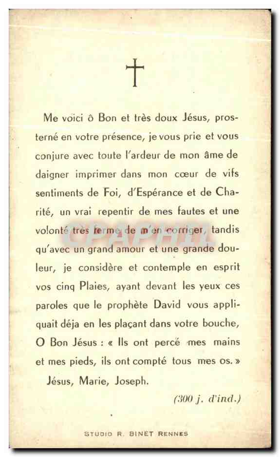 Adrien GUÉRIN — Décédé le 21 janvier 1959 — Studio R. BINÉT RENNES — Verso