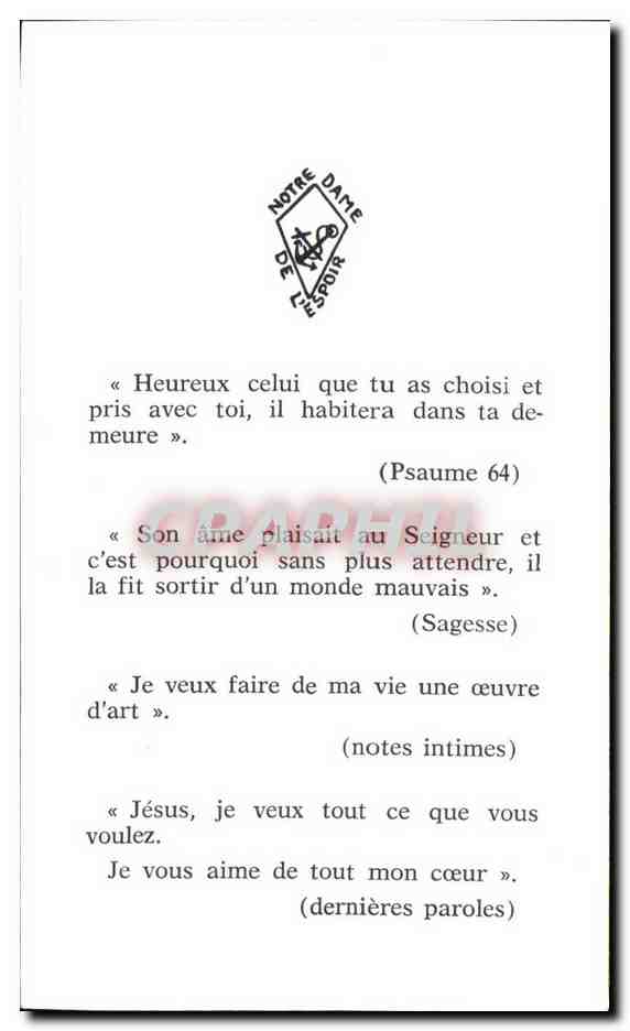Image pieuse Bernadette Bompoil — Verso
