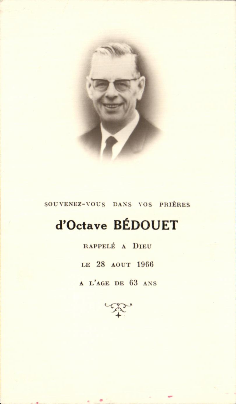 Image pieuse Octave Bedouet 