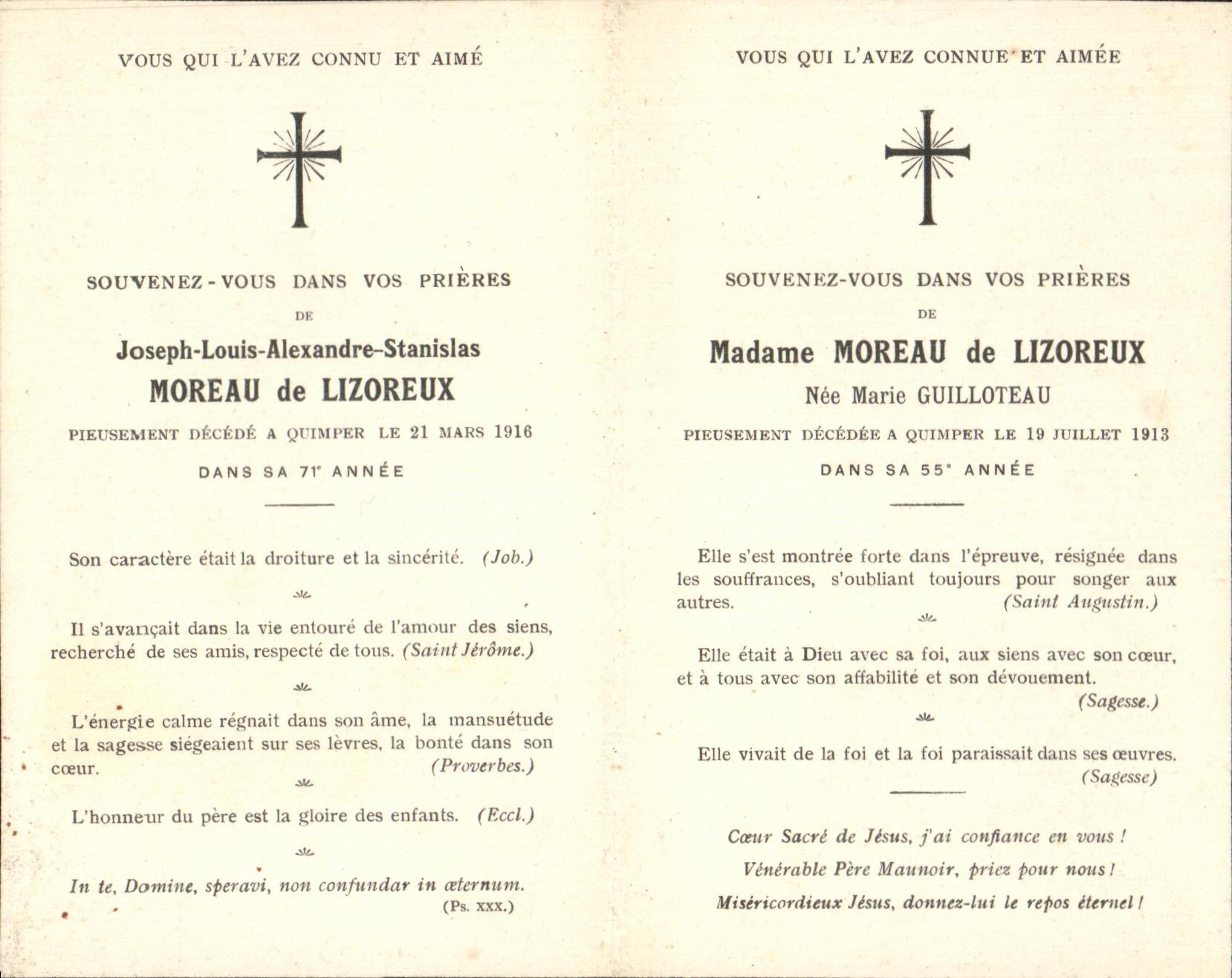 Image pieuse Mpreua de Lizoreux Quimper 