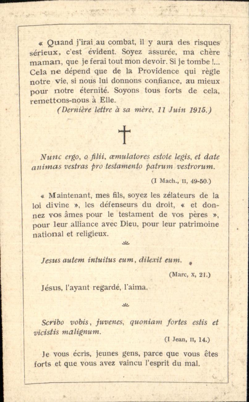 Charles MANIÈRE — Sergent au 264e d'Infanterie — Glorieusement tombé au Champ d'Honneur à Quennevières le 14 juin 1915 — Souvenez-vous dans vos prières