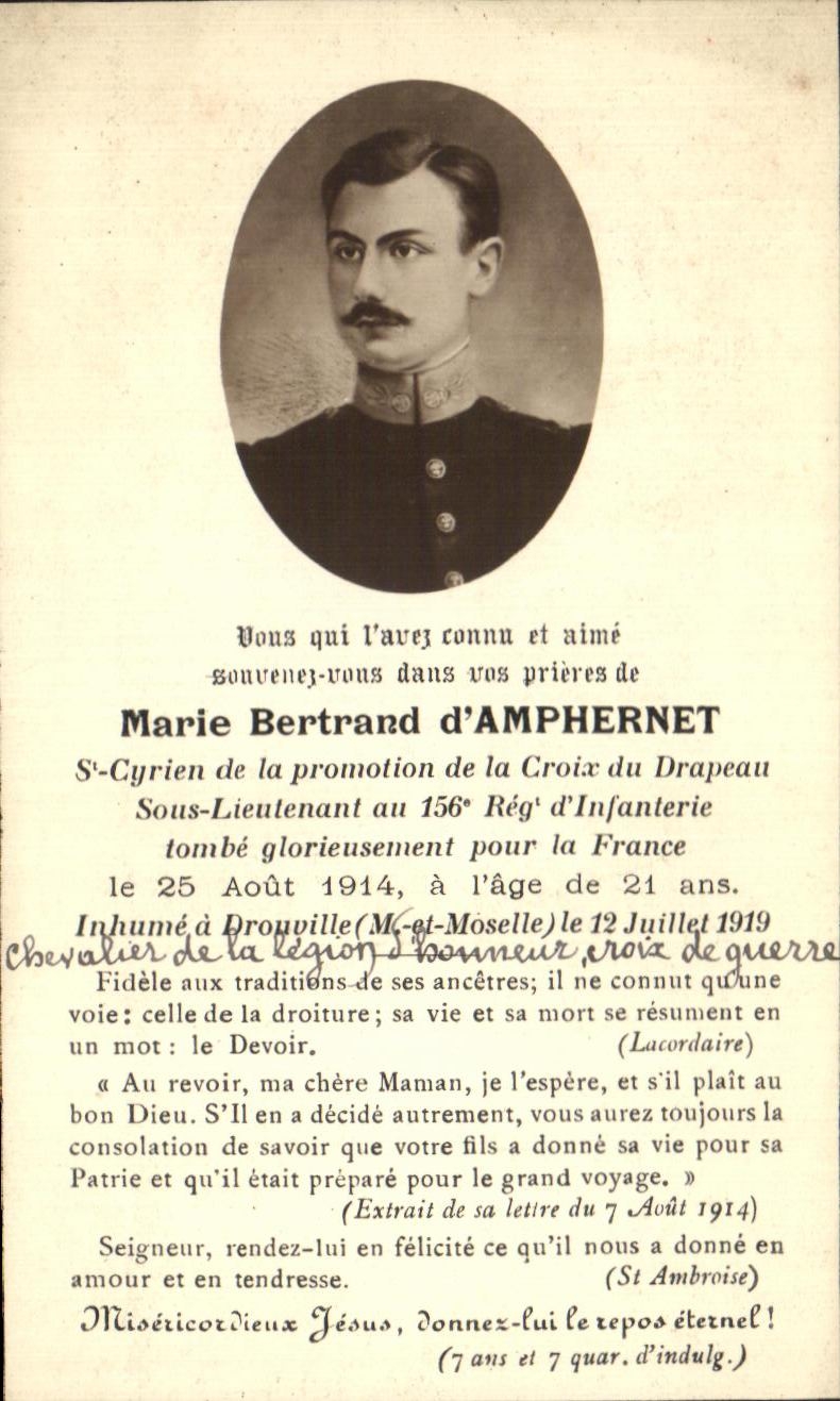 Image pieuse Marie Bertrand d'Amphernet Sy cyrien Drouville 