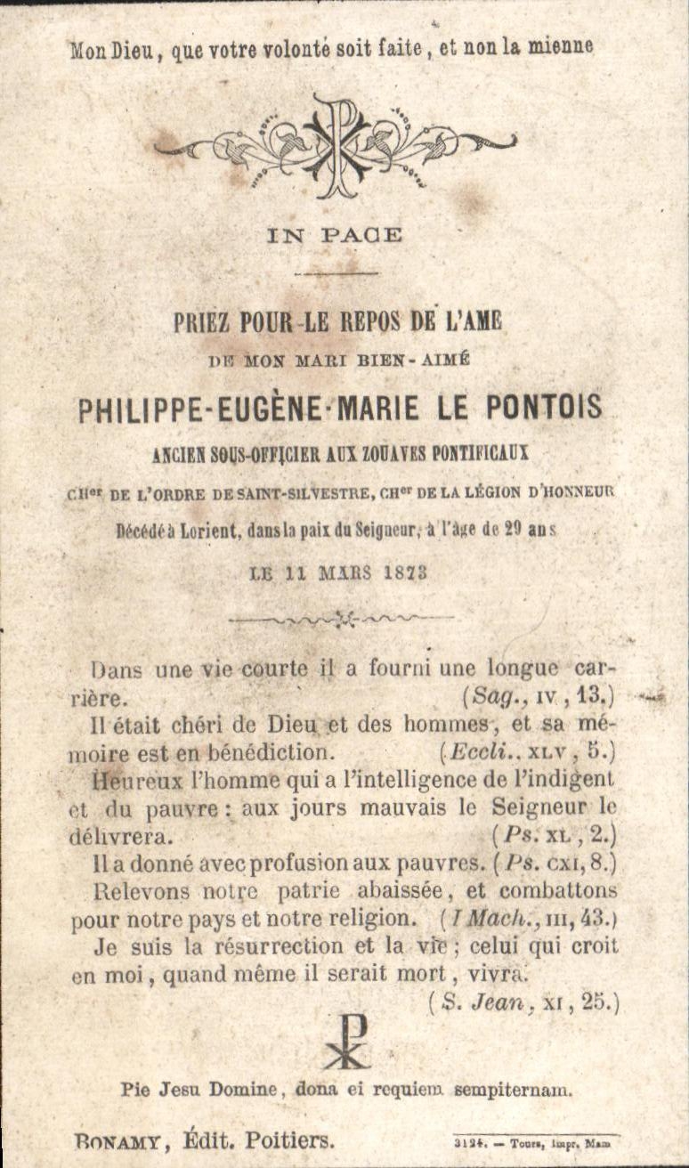 Image pieuse Philippe eugene marie le pontois Zouaves