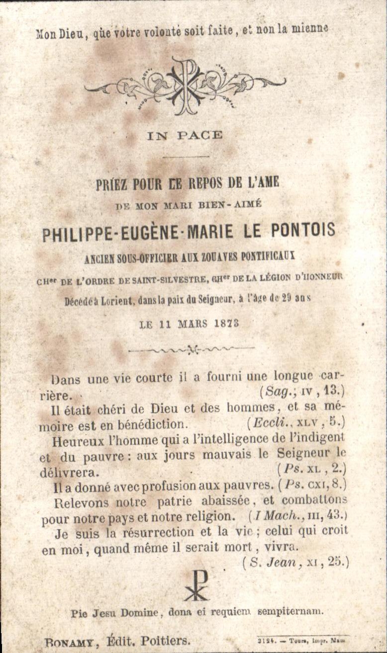 Image pieuse Philippe eugene marie le pontois Zouaves