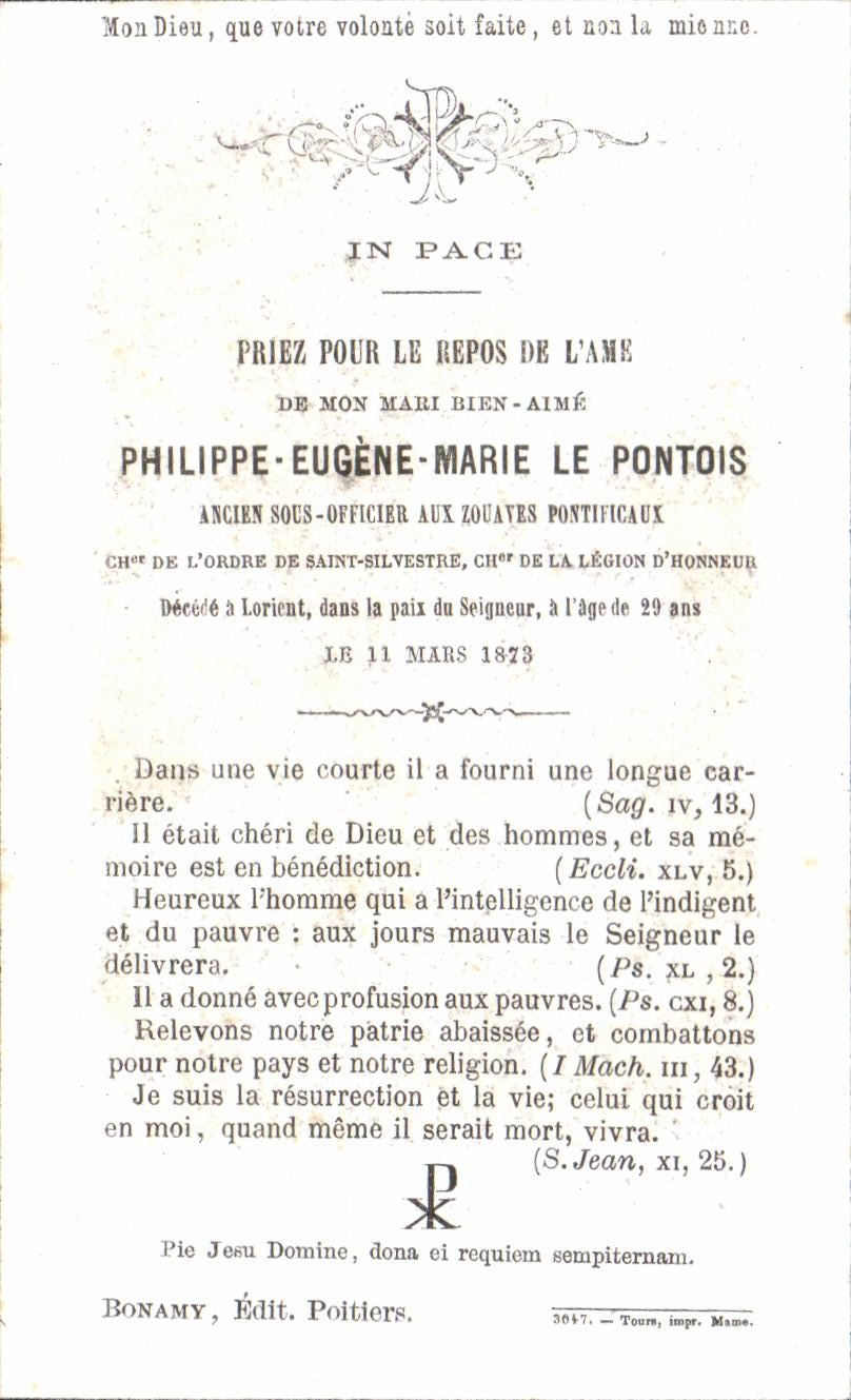 Image pieuse Philippe eugene marie le pontois Zouaves
