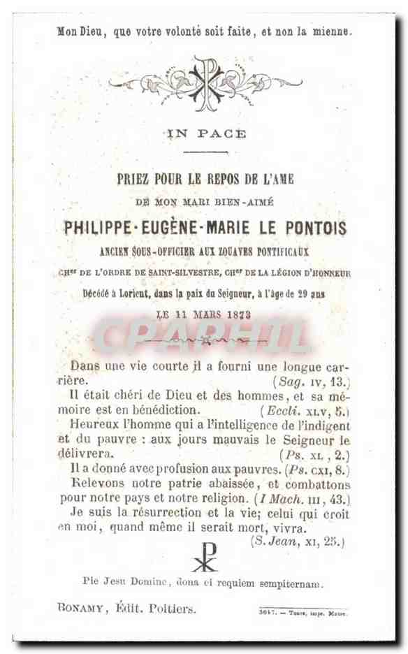 Image pieuse Philippe eugene marie le pontois Zouaves