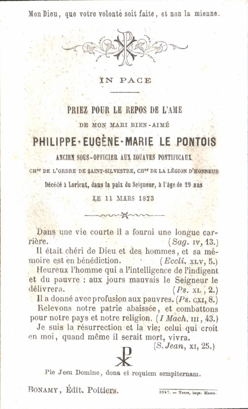 Image pieuse Philippe eugene marie le pontois Zouaves