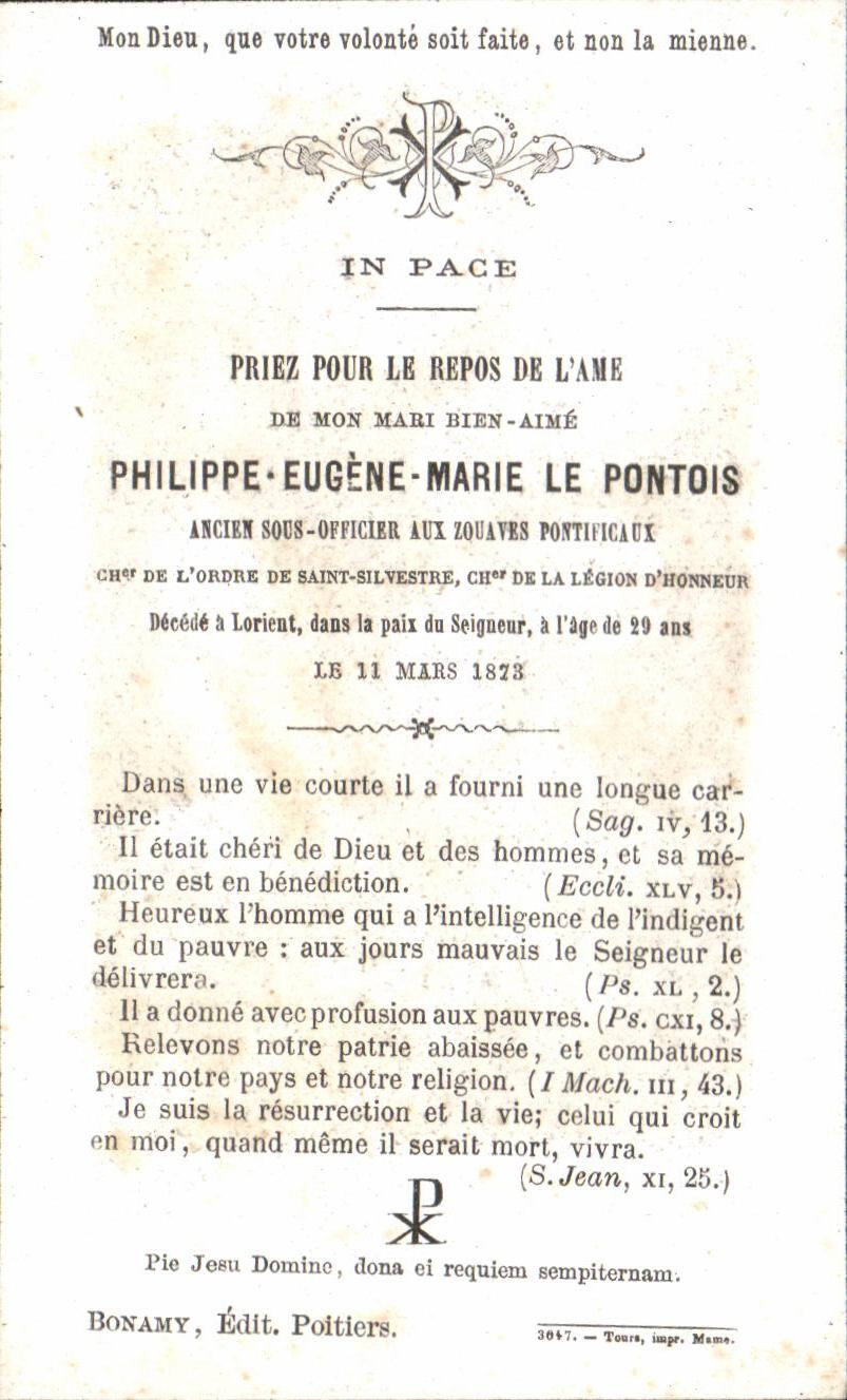 Image pieuse Philippe eugene marie le pontois Zouaves