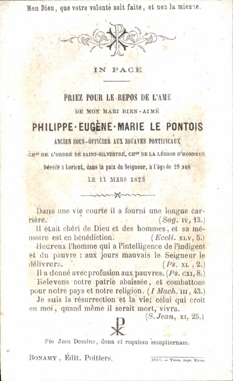 Image pieuse Philippe eugene marie le pontois Zouaves