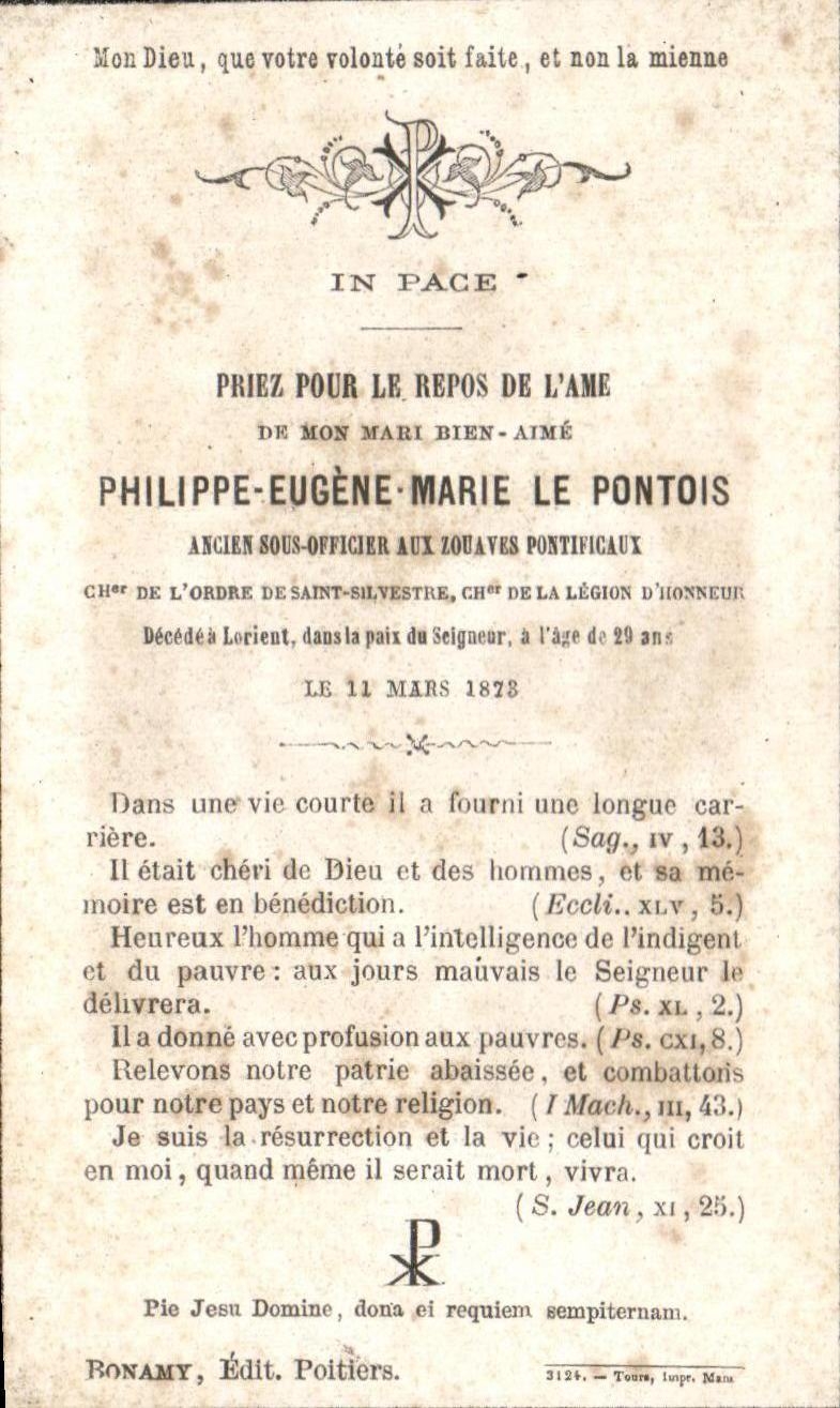 Image pieuse Philippe eugene marie le pontois Zouaves